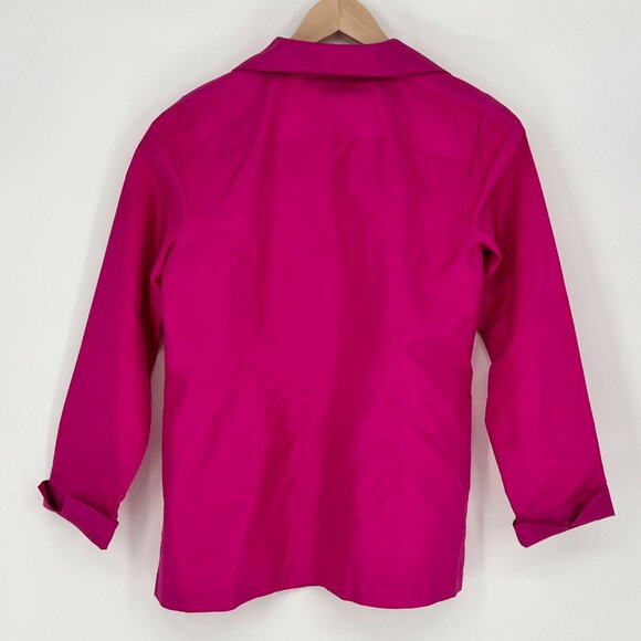 Talbots Womens Silk Button Up Blouse Size L? Petite Fuchsia Long Sleeve - Picture 2 of 10